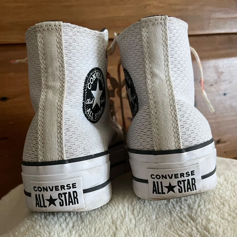 Converse White Textured High-Tops with Multicolor Laces - Picture 9 of 13